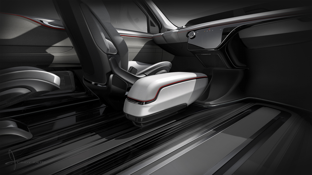 Chrysler Portal Concept floating console and in-floor track moun