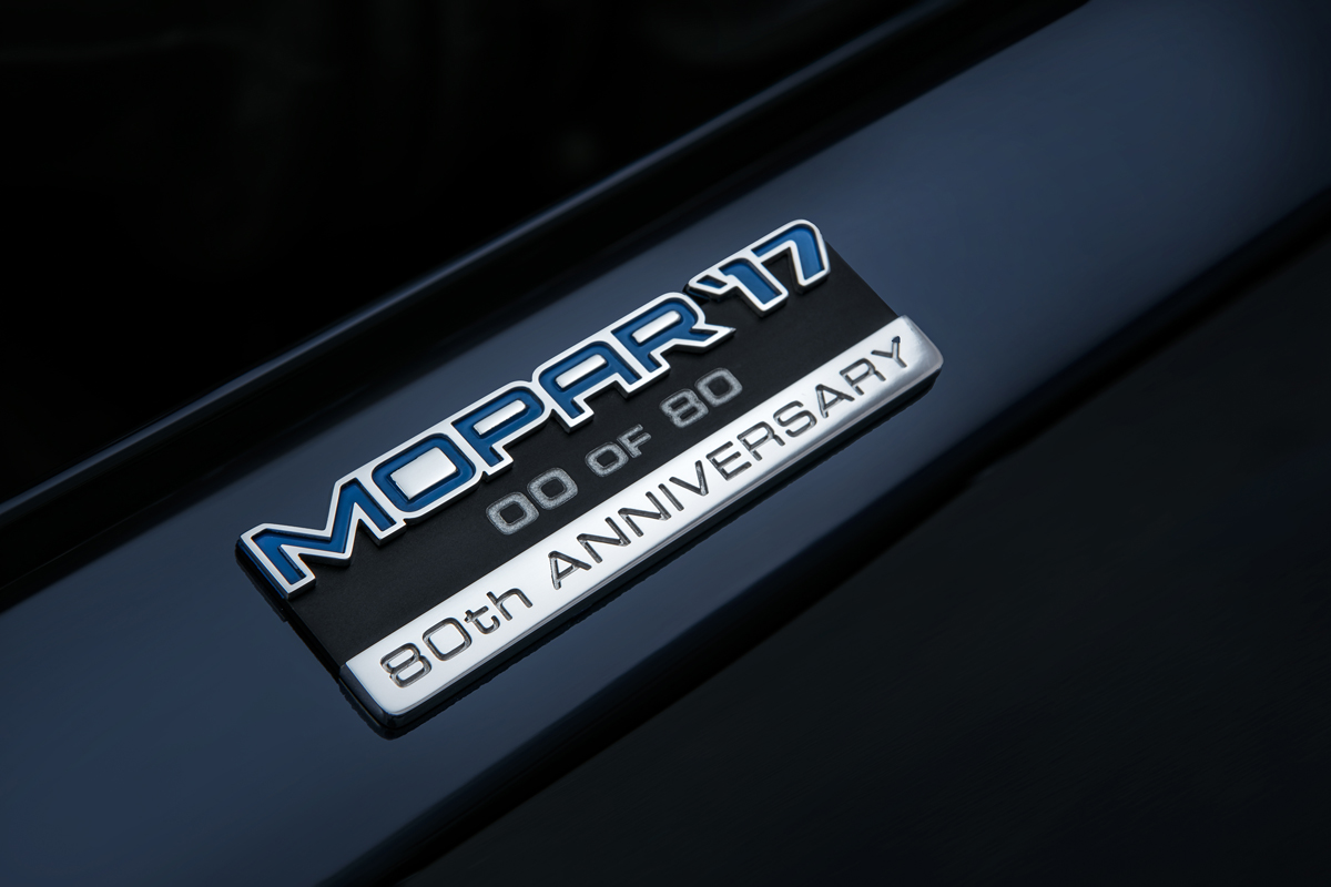 A special serialized Mopar â€˜17 80th Anniversary badge is inclu