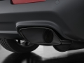 Standard chrome exhaust tips are replaced with Dodge Challenger
