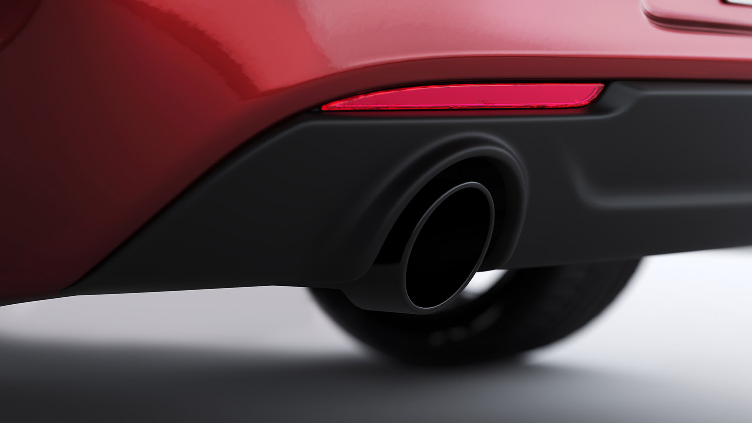 Black, rounded exhaust tips on the 2023 Chrysler 300C accent an active exhaust system that delivers a muscular, throaty sound.