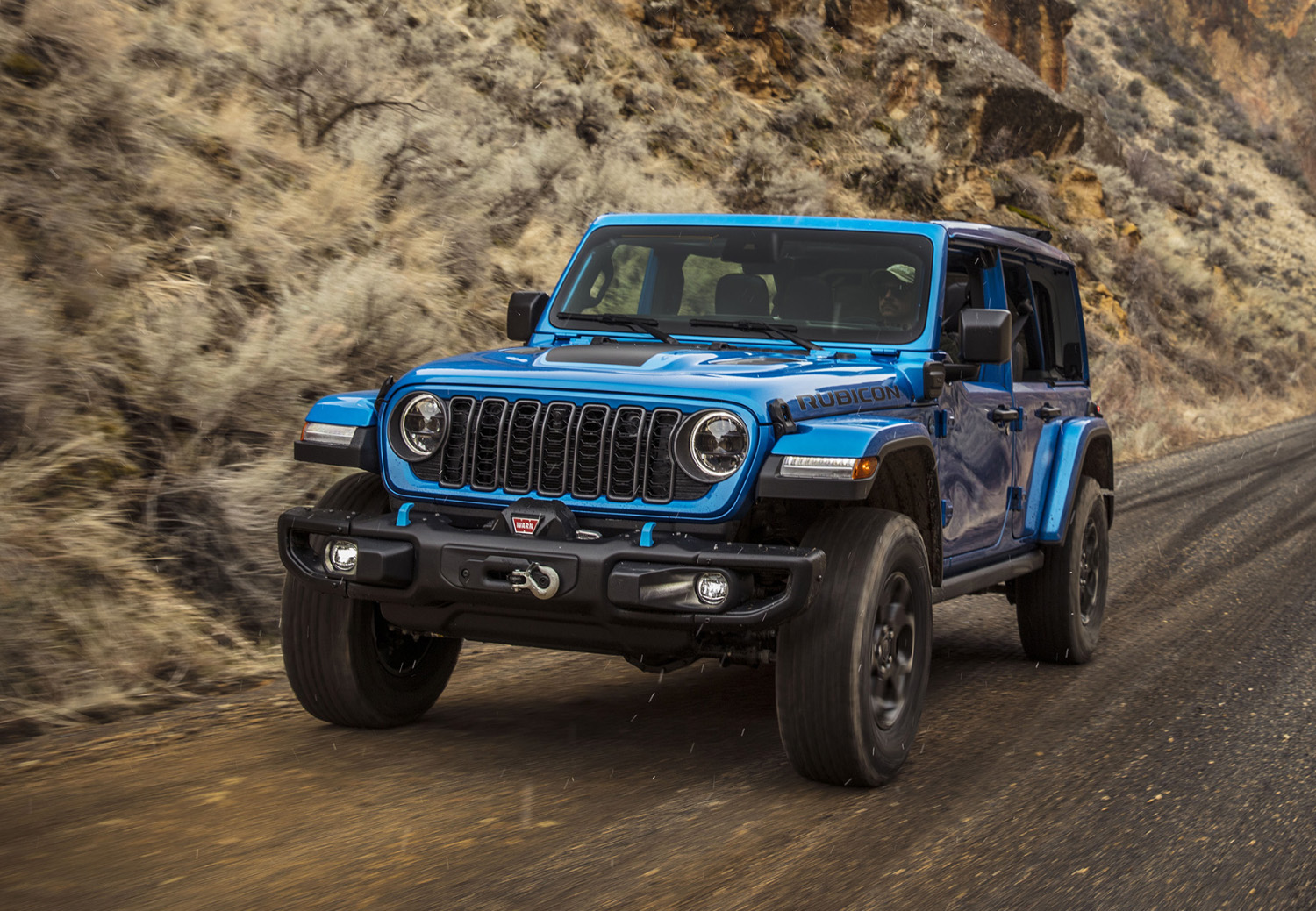 New 2024 Jeep® Wrangler Rubicon X 4xe with available factory-installed 8,000-lb.-capacity Warn winch