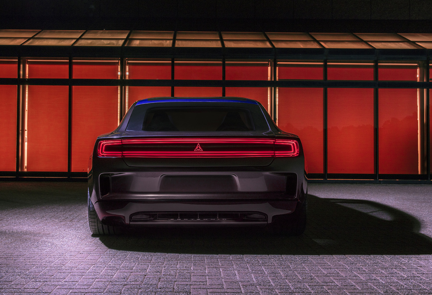 Both the front and rear lighting of the Dodge Charger Daytona SRT Concept feature a full width design centered by a 3D illuminated Fratzog badge.
