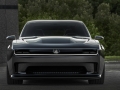 The Dodge Charger Daytona SRT Concept combines modern looks with a long, wide and confident road presence. The front grille stands out with cross-car illuminated lighting centered by a white illuminated Fratzog badge.